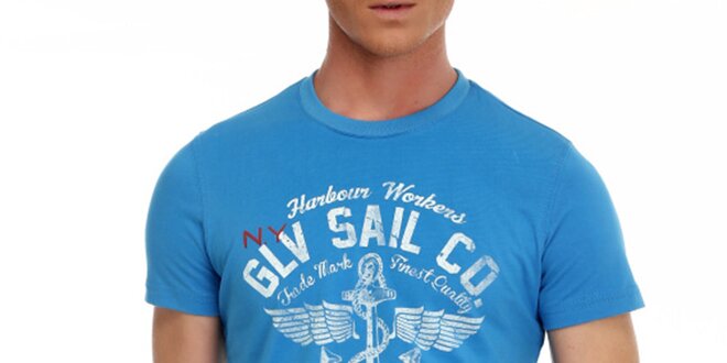 Pánske modré tričko s potlačou Galvanni