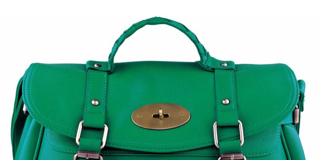 Dámska zelená kabelka s prackami a zámočkom Nubiz