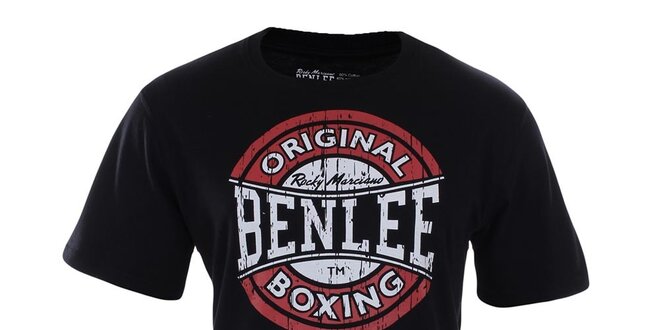 Pánske čierne tričko s červeno-bielou potlačou Benlee