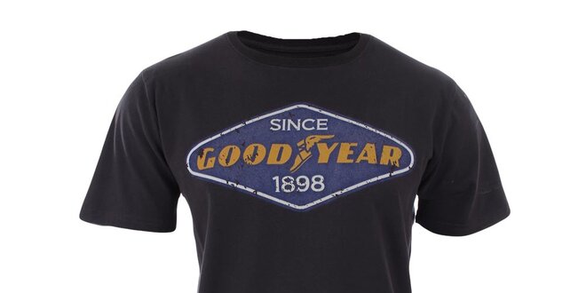 Pánske čierne potlačené tričko Goodyear