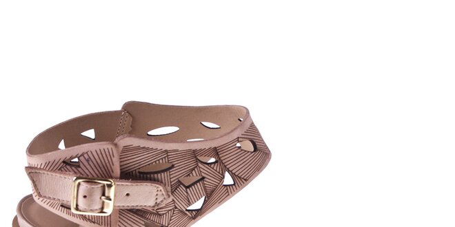 Dámske staroružové sandálky s ozdobnou perforáciou Via Uno