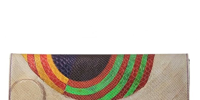 Dámska béžová listová kabelka s farebným motívom Seven LA