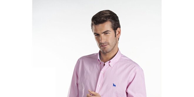 Pánska svetlo ružová prúžkovaná košeľa Toro