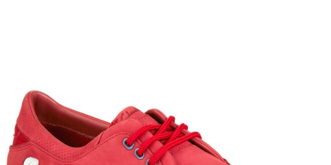 Pánske červené šnurovacie jachtárske topánky Clarks