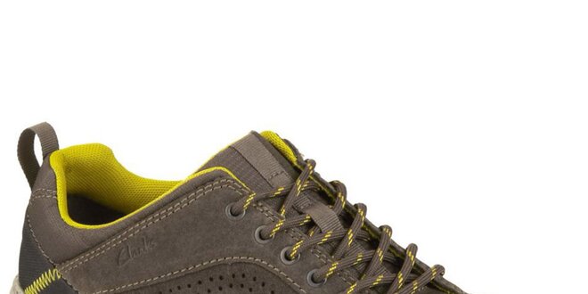 Pánske šedohnedé semišové voľnočasové topánky so šnúrkami Clarks
