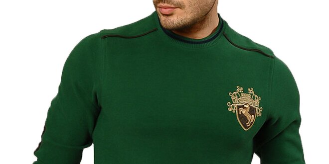 Pánsky zelený sveter s lakťovými nášivkami Northern rebel