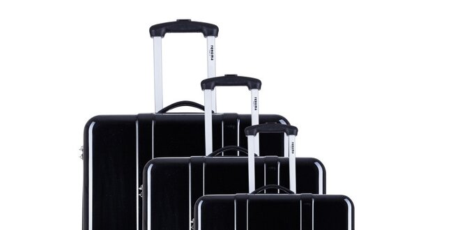 Set troch čiernych cestovných kufrov Renoma