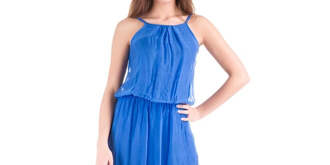 Dámske modré hodvábne šaty Keysha