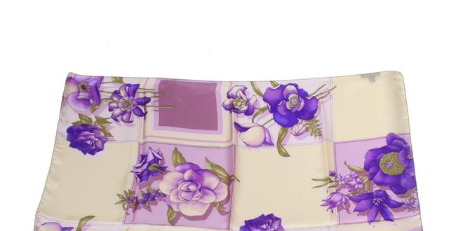 Dámska fialová hodvábna šatka Gianfranco Ferré s kvetmi