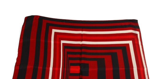 Dámska červeno-čierna hodvábna šatka Gianfranco Ferré s grafickým vzorom