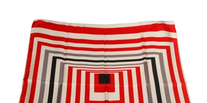 Dámska červeno-biela hodvábna šatka Gianfranco Ferré s grafickým vzorom