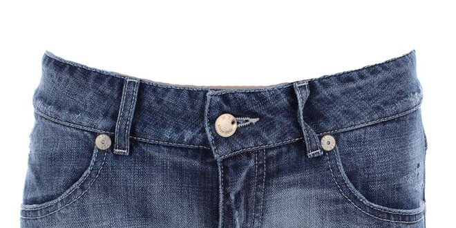 Dámske modré džínsové kraťasy s odreninkami MET