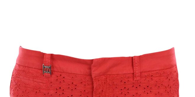Dámske červené šortky s perforovaným vzorom MET