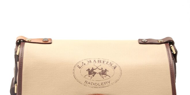 Dámska béžová kabelka s hnedými lemami La Martina
