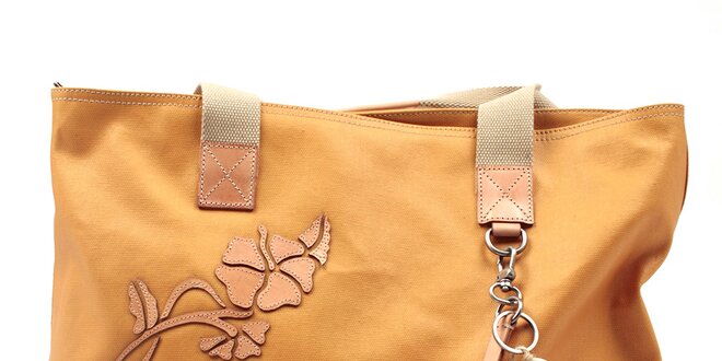 Dámska oranžová kabelka s mušličkovou dekoráciou La Martina