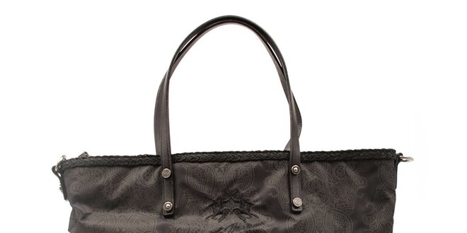 Dámska čierna kabelka s ozdobným lemom La Martina