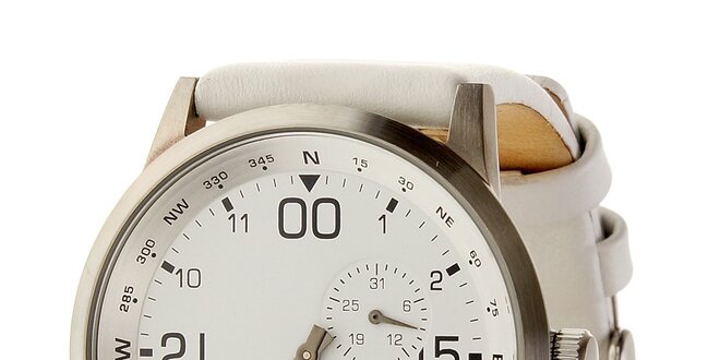 Dámske oceľové hodinky Axcent s bielym koženým remienkom
