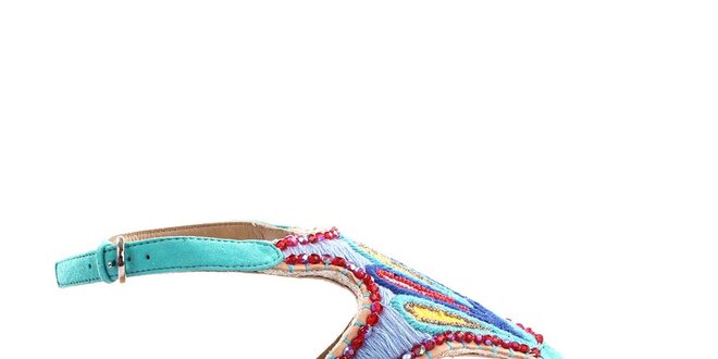 Dámske tyrkysové sandále s farebným vzorom Coral Blue