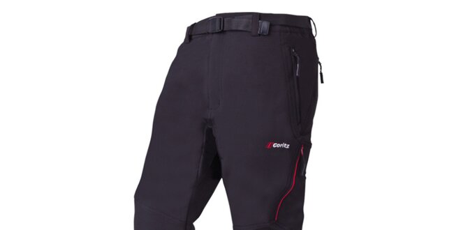 Pánske čierne funkčné nohavice s červenými detailmi Gorlitz