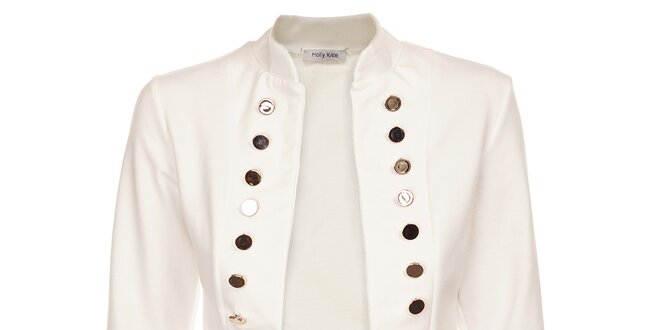 Dámsky biely kabátik Holly Kate s kovovými gombíkmi