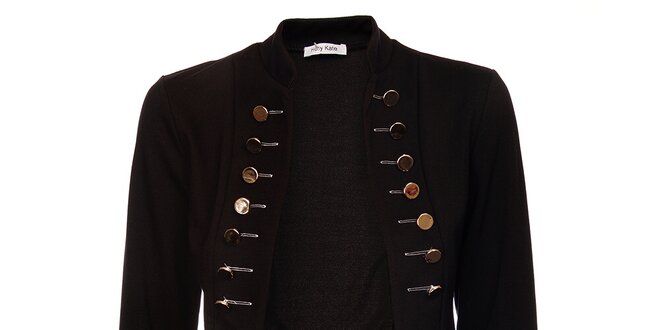 Dámsky čierny kabátik Holly Kate s kovovými gombíkmi