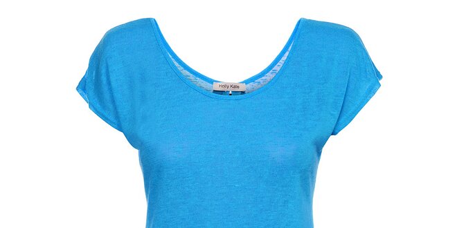Dámske azúrovo modré tričko Holly Kate s mašličkami