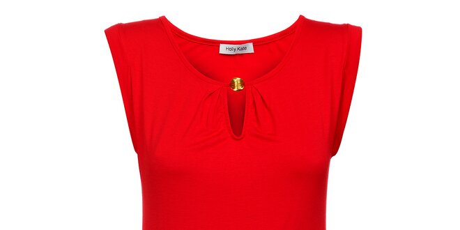 Dámske červené tričko Holly Kate so zlatým gombíkom