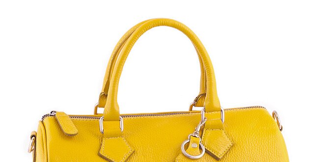 Dámska žiarivo žltá kožená kabelka s popruhom Classe Regina