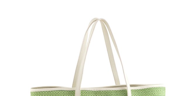 Dámska zelená slamená kabelka s koženými detailmi Classe Regina