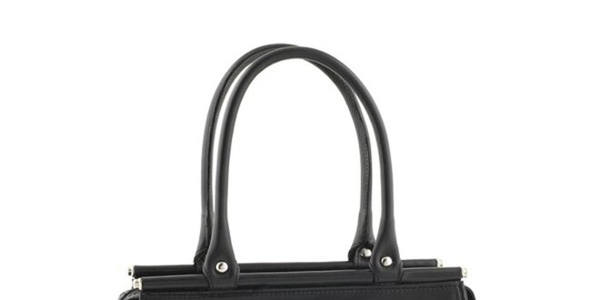 Dámska čierna kožená kabelka s ozdobným strapcom Classe Regina