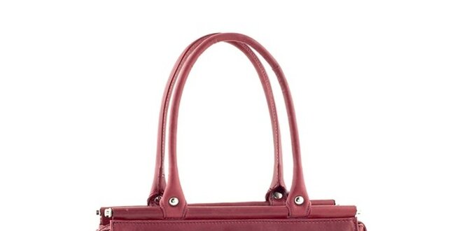 Dámska červená kožená kabelka s ozdobným strapcom Classe Regina