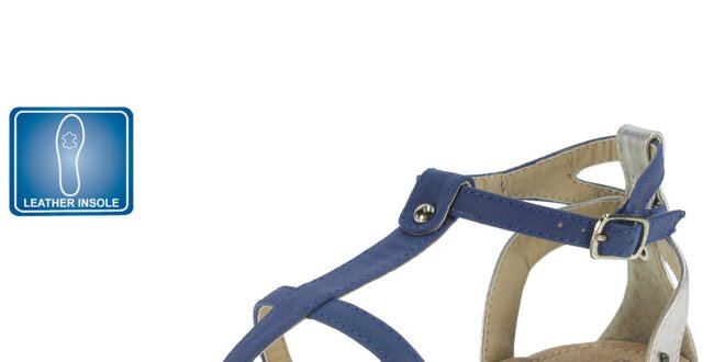 Dámske modré sandále s koženou stielkou Beppi