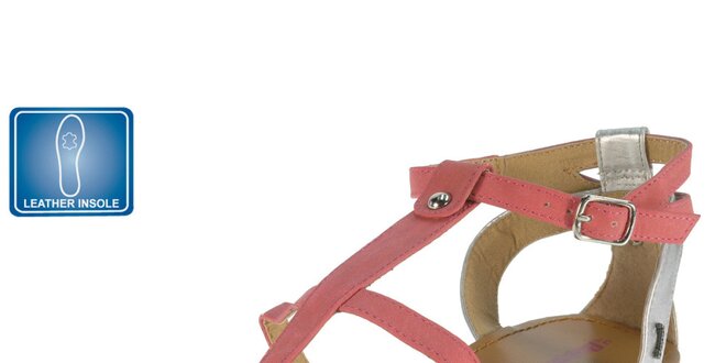 Dámske ružové sandále s koženou stielkou Beppi