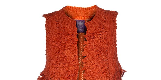 Dámska oranžová pletená vesta Hope