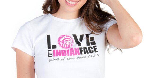 Dámske biele tričko Indian Face s potlačou