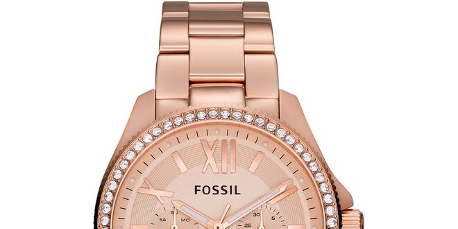 Dámske oceľové hodinky vo farbe ružového zlata Fossil