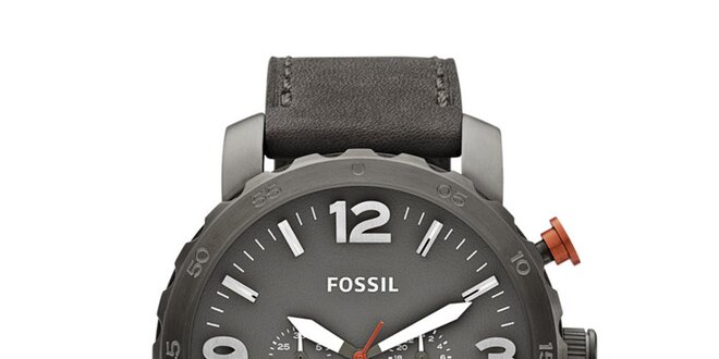 Pánske šedé hodinky s chronografom Fossil