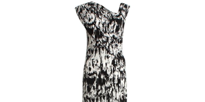 Dámske čierno-biele šaty s asymetrickým výstrihom JDC London