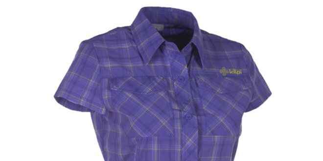 Dámska fialová kockovaná košeľa s krátkym rukávom Kilpi