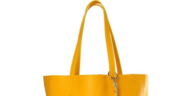 Dámska citrónovo žltá kožená kabelka Made in Italia