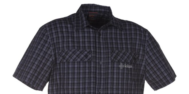 Pánska čierna kockovaná košeľa s krátkym rukávom Kilpi