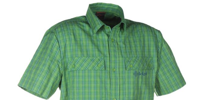 Pánska zelená kockovaná košeľa s krátkym rukávom Kilpi