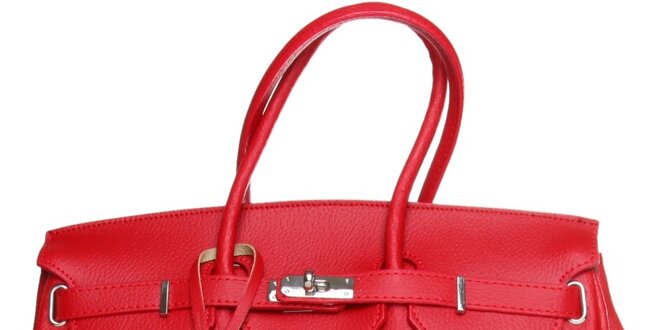 Dámska červená kožená kabelka Made in Italia
