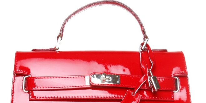 Dámska červená lakovaná kabelka Made in Italia
