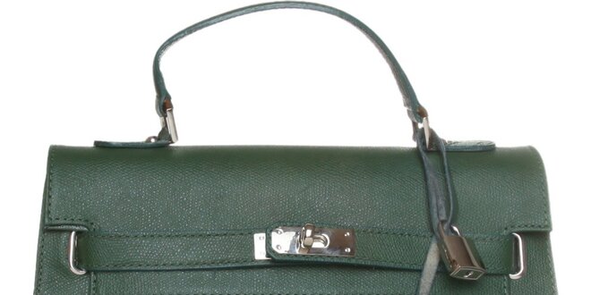 Dámska tmavo zelená kožená kabelka Made in Italia