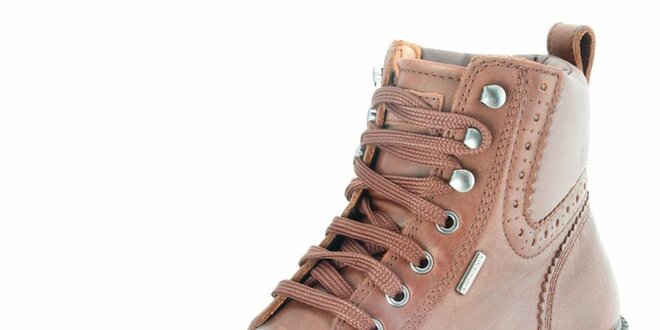 Pánske kožené hnedé členkové topánky Geox
