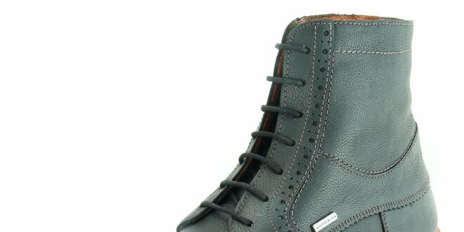 Pánske čierne členkové topánky z kože Geox