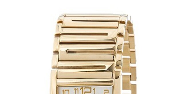 Dámske zlaté náramkové hodinky Festina so zlatými indexami