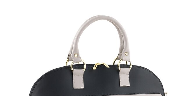 Dámska čierno-krémová kabelka so zlatými detailmi Valentina Italy