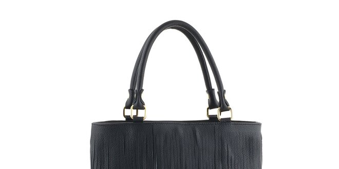 Dámska čierna kabelka so strapcami Valentina Italy